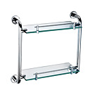 2-tier étagère en verre satiné avec support chromé laiton massif