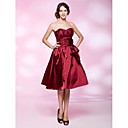 A-line Strapless Knee-length Stretch Satin Cocktail Dress