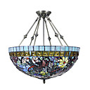 Tiffany Style Delicate Floral Stained Glass Pendant Light with 3 lights