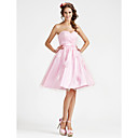 A-line Strapless Sweetheart Knee-length Stretch Satin Bridesmaid Dress