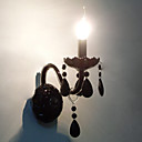Black Crystal Wall Light with Candle Bulb
