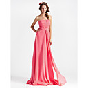 Sheath/ Column Sweetheart Floor-length Train Chiffon Bridesmaid Dress