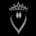 Gorgeous Clear Rhinestones Wedding Bridal Jewelry Set Including Necklace, Earrings And Tiara