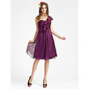 Sheath/ Column Sleeveless One Shoulder Knee-length Chiffon Bridesmaid Dress