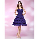 A-line Sweetheart Knee-length Tiered Chiffon Cocktail Dress