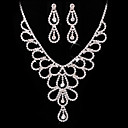 Elegant Ladies' Rhinestone In Silver Alloy Necklace And Earrings Set