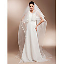 Two-tier Chapel Length Wedding Veils With Finished Edge