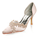 Top Quality Satin Upper High Heel Closed-toes With Lace Wedding Bridal Shoes