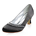 Satin Upper Mid Heel Closed-toes With Rhinestone Wedding Bridal Shoes .More Colors Available