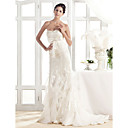Trumpet/ Mermaid Sweetheart Sweep/ Brush Train Elastic Woven Satin Wedding Dress