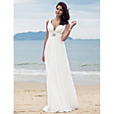 Sheath/ Column V-neck Sweep/ Brush Train Chiffon Wedding Dress