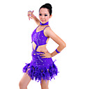 paarse spandex vrouwen met pailletten latin dansvoorstelling jurk