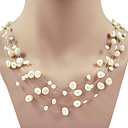 5 Strand 4-8mm white vera e propria collana di perle - 17-18 pollici