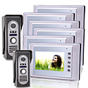 seis de 7 polegadas TFT colorido LCD de vídeo porta telefone sistema de interfone com câmera de 2 à prova d'água (420 TVL)