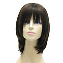 Capless Medium Long Black Silky Straight 100% Human Hair Wig