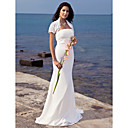 Trumpet/Mermaid Strapless Sweep/Brush Train Chiffon Wedding Dress With Lace Wrap