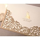 splendido pizzo cut-out inviti matrimonio in oro (set di 50)