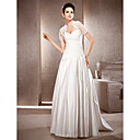 Sheath/Column Strapless Floor-length Satin Wedding Dress With A Wrap