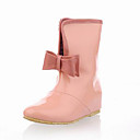 Patent Leather Low Heel Mid-calf boots With Bow Honeymoon Shoes (More Colors)
