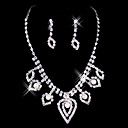 Rhinestone Leaves Necklace And Earring Set