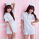 élégant costume bleu clair infirmière polyester court (3 pièces)