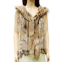 Hooded Genuine Raccoon/Rabbit Fur Vest With Fringe