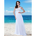 Sheath/ Column V-neck Floor-length Chiffon Lace Wedding Dress