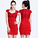 TS Geometric Neckline Lace Sheath Dress