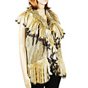 Genuine Rabbit/Raccoon Fur Vest With Fringed Collar And Trim