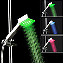 Contemporary Chrome Square Color Changing LED Hanldheld Shower head