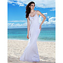 Sheath/Column Spaghetti Straps Floor-length Chiffon Wedding Gown
