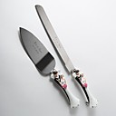 gepersonaliseerde Bruid & Bruidegom handvat bruidstaart serveren set