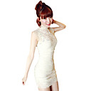 vaina / columna de cuello alto con mini encaje / vestido