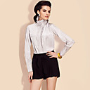 ts hoge kraag ruches afgezet blouse overhemd