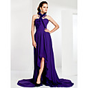 Asymmetrical High Neck Sheath/Column Chiffon Evening Dress