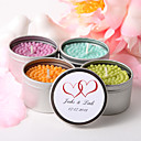 Personalized Round Tin Candle Favor - Embracing Hearts (More Colors)