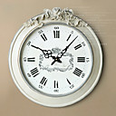 White Wall Clock with Engraving Flower Decoration