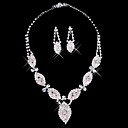 zilveren strass twee stuk dames 'bruisende bladeren bruiloft sieraden set (45 cm)