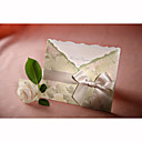 Personalized Green Flora Style Tri-folded Wedding Invitation With White Bow (Set of 50)