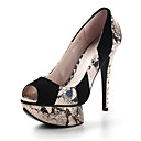 en cuir à talons aiguilles peep toe pompes parti / chaussures de soirée