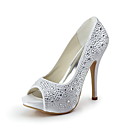 Satin Stiletto Heel Platform With Rhinestone Wedding Shoes (More Colors Available)