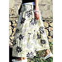 estampado floral larga falda de lino