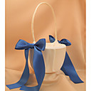 Ivory Flower Girl Basket With Blue Ribbon