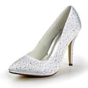 Satin Stiletto Heel Pointy Toe Pumps Party / Evening Shoes With Rhinestone (More Colors Available)