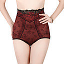 Cotton/Chinlon Boyshorts High Waist Shaper Briefs With Jacquard/Lace
