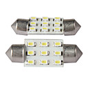 BA9s 9 LED interior del coche cúpula de luz de lectura 2pcs (blanco)