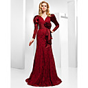 Trumpet/ Mermaid V-neck Floor-length Lace And Stretch Satin Evening Dress