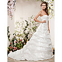 A-line Sweetheart Chapel Train Taffeta Wedding Dress