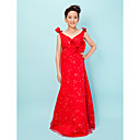 Sheath/Column V-neck Floor-length Chiffon Junior Bridesmaid Dress