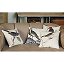 jeu de 4 oiseaux coton / lin taie d'oreiller décoratif